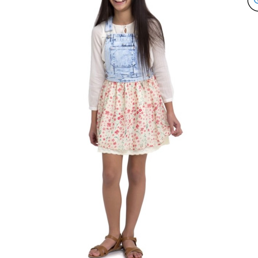 GIRL'S JORDACHE Denim and Floral Dress Small
